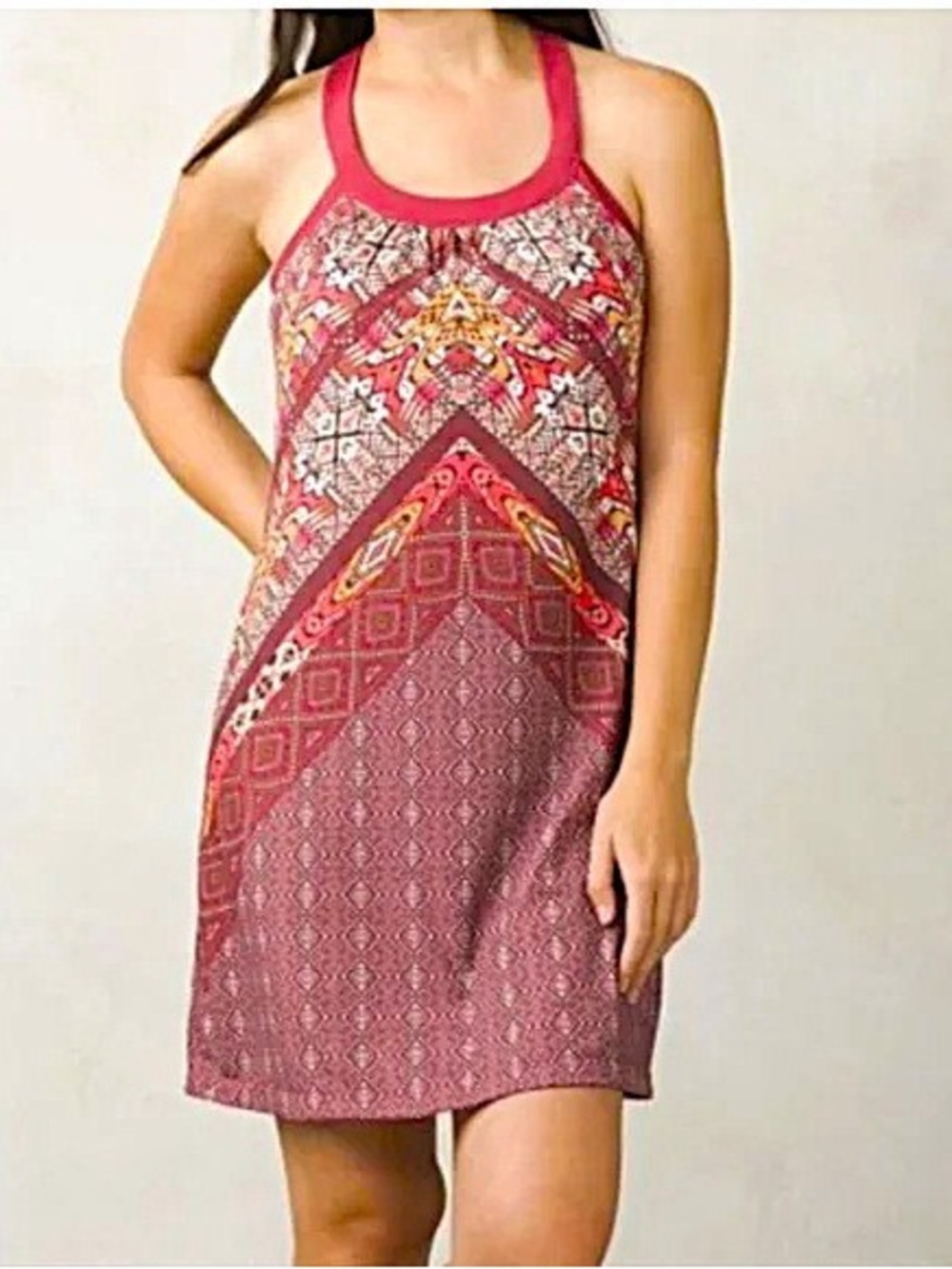 Prana Cantine Halter Dress Crushed Cran Marrakesh